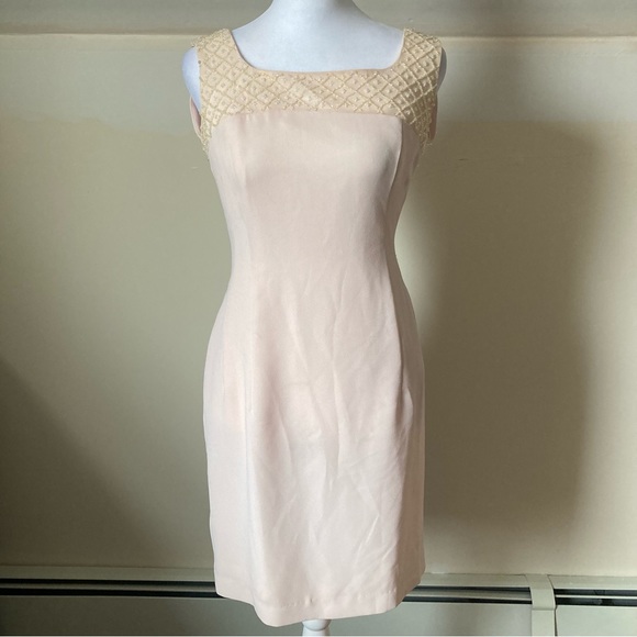 Donna Morgan Petites Silk Blush Beaded Cocktail Dress Est. Size 2/4P - Picture 1 of 6